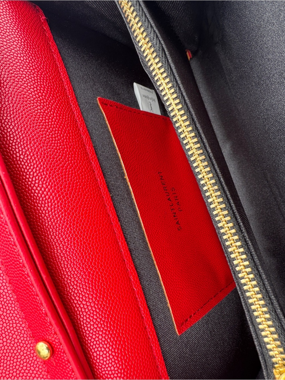 Saint Laurent Red Chevron Quilted Envelope Crossbody with Gold YSL Hardware - Picture 8 of 9
